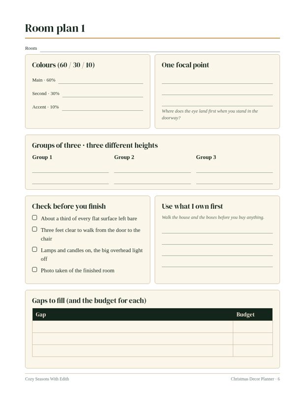 Room plan page